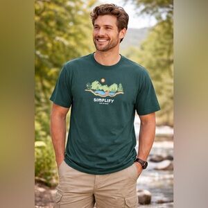 Life Is Good Mountain Lake Simplify Graphic T-shirt Men XL Green